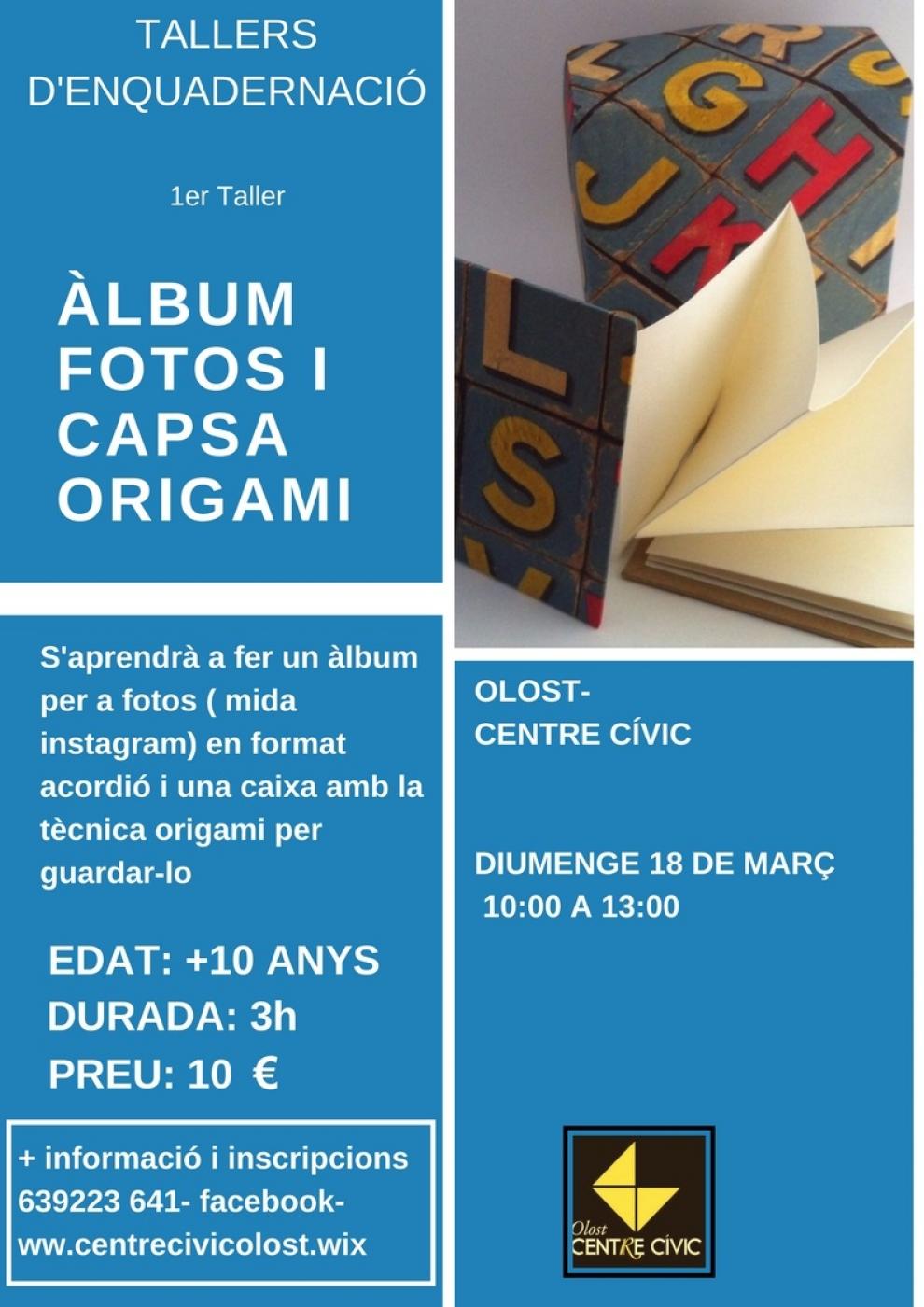 Tallers d'enquadernació d'àlbum de fotos i capsa origami